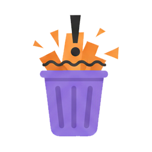 An icon illustrating a problem with email spam. A purple trash can is overflowing with junk mail, represented by an envelope with an exclamation mark. This visual signifies an inundation of unwanted emails and a failure of the spam filtering system.